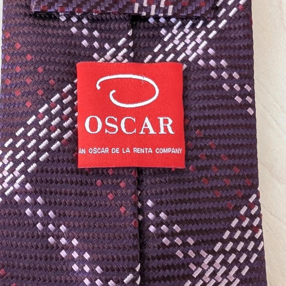 Oscar de la Renta Purple Plaid Tie - Picture 6 of 10
